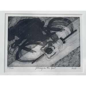 Vintage ORIGINAL Larry Welo Etching Art Print Iowa Wisconsin Minnesota Artist